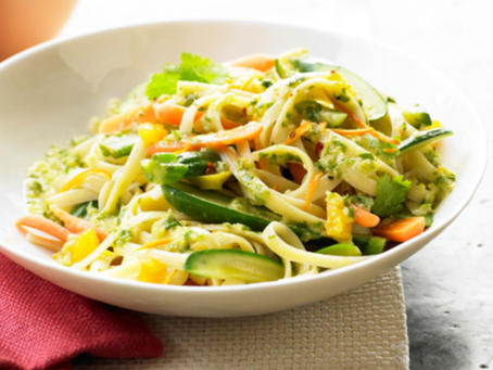 Garden Veggie Linguine and Cilantro Pesto