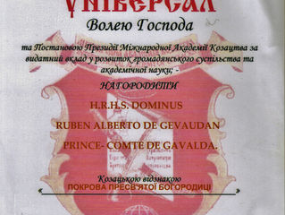 L'Académie Internationale des Cosaques a honoré le comte du Gévaudan.