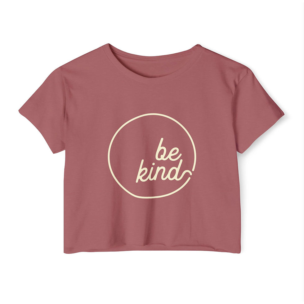 Thumbnail: Be Kind Minimalist Circle Crop Top — Women's Festival Tee