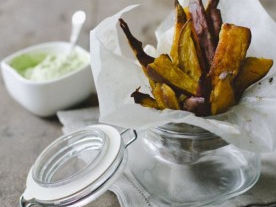 Sweet Potato Wedges with Avocado Cream