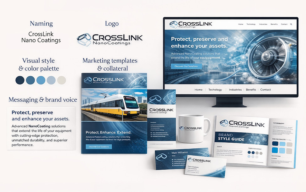CrossLink Branding. Examples of marketing collateral that Kathy King Brand can do for you.