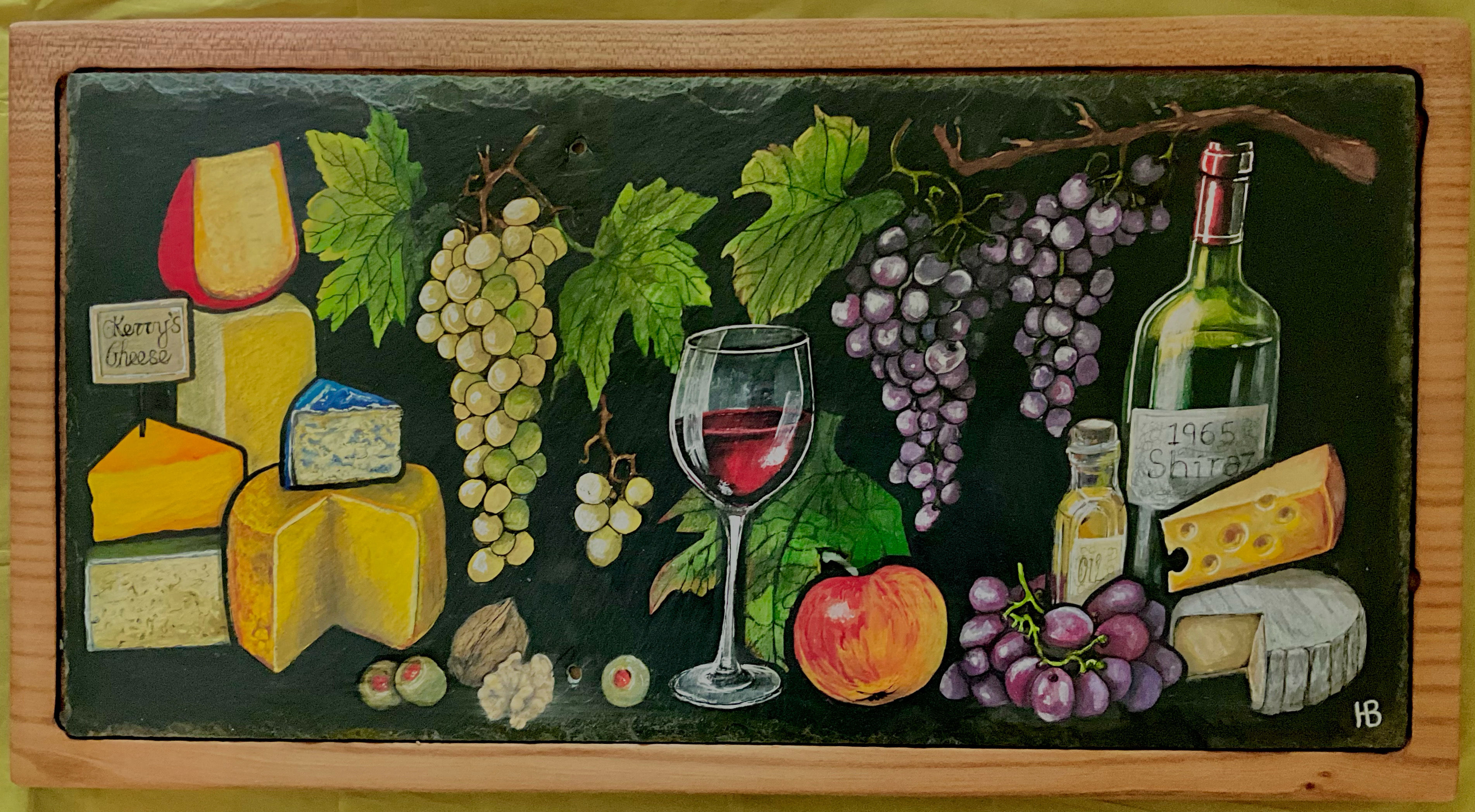 Slate cheeseboard set in elm