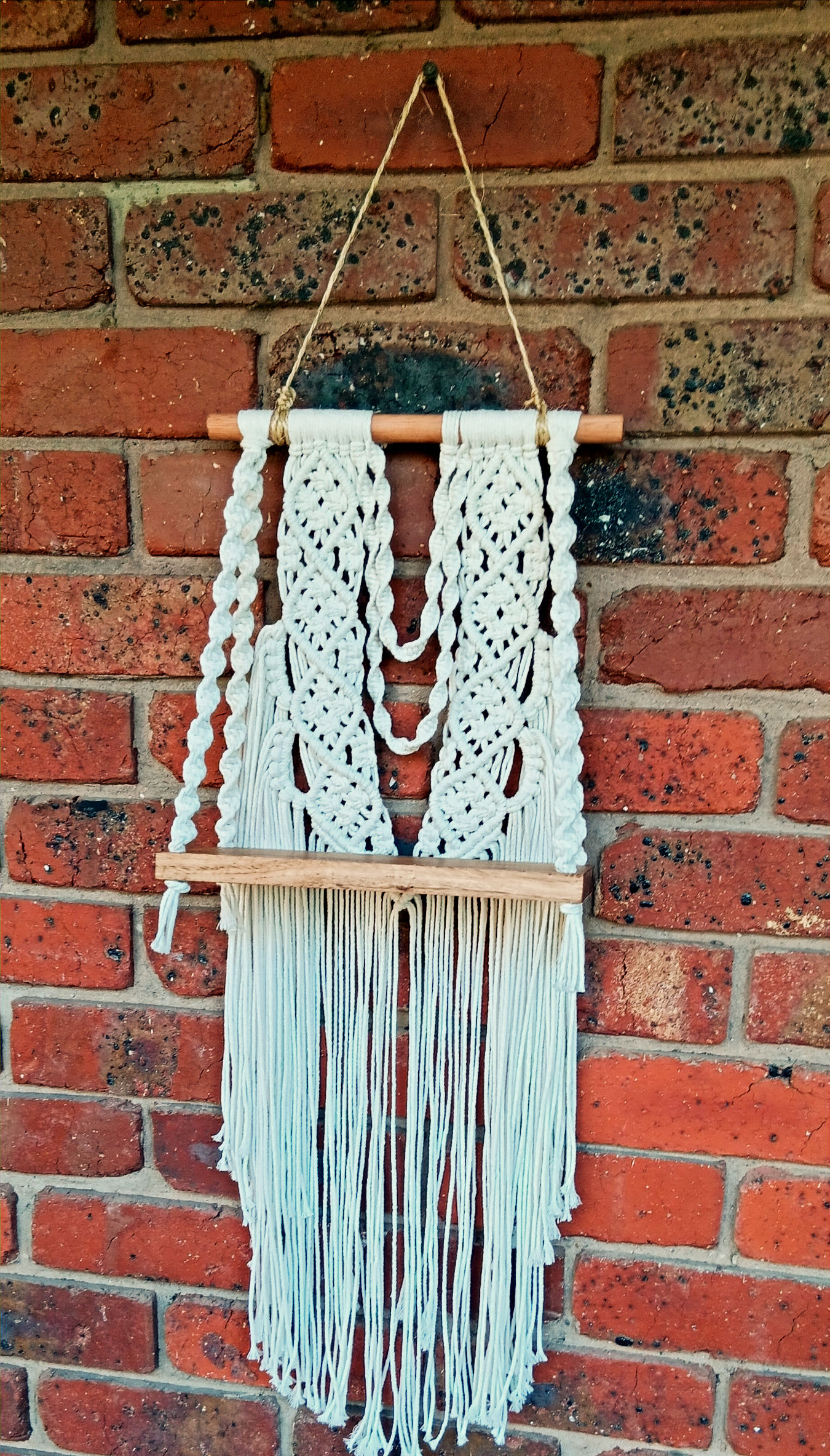 Small Hardwood Macramé Wall Shelf