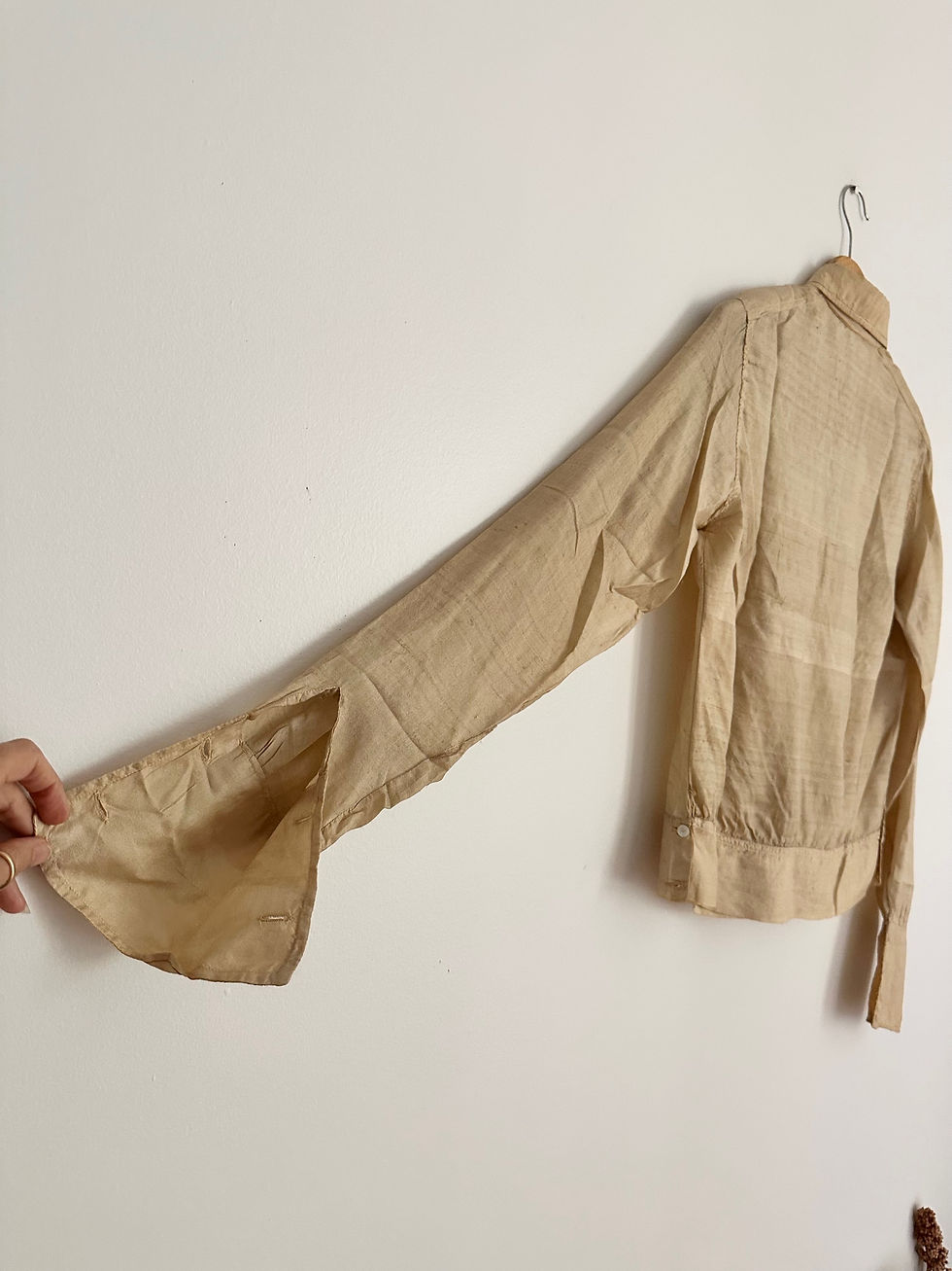 Thumbnail: Edwardian Pongee Silk French Cuff Blouse
