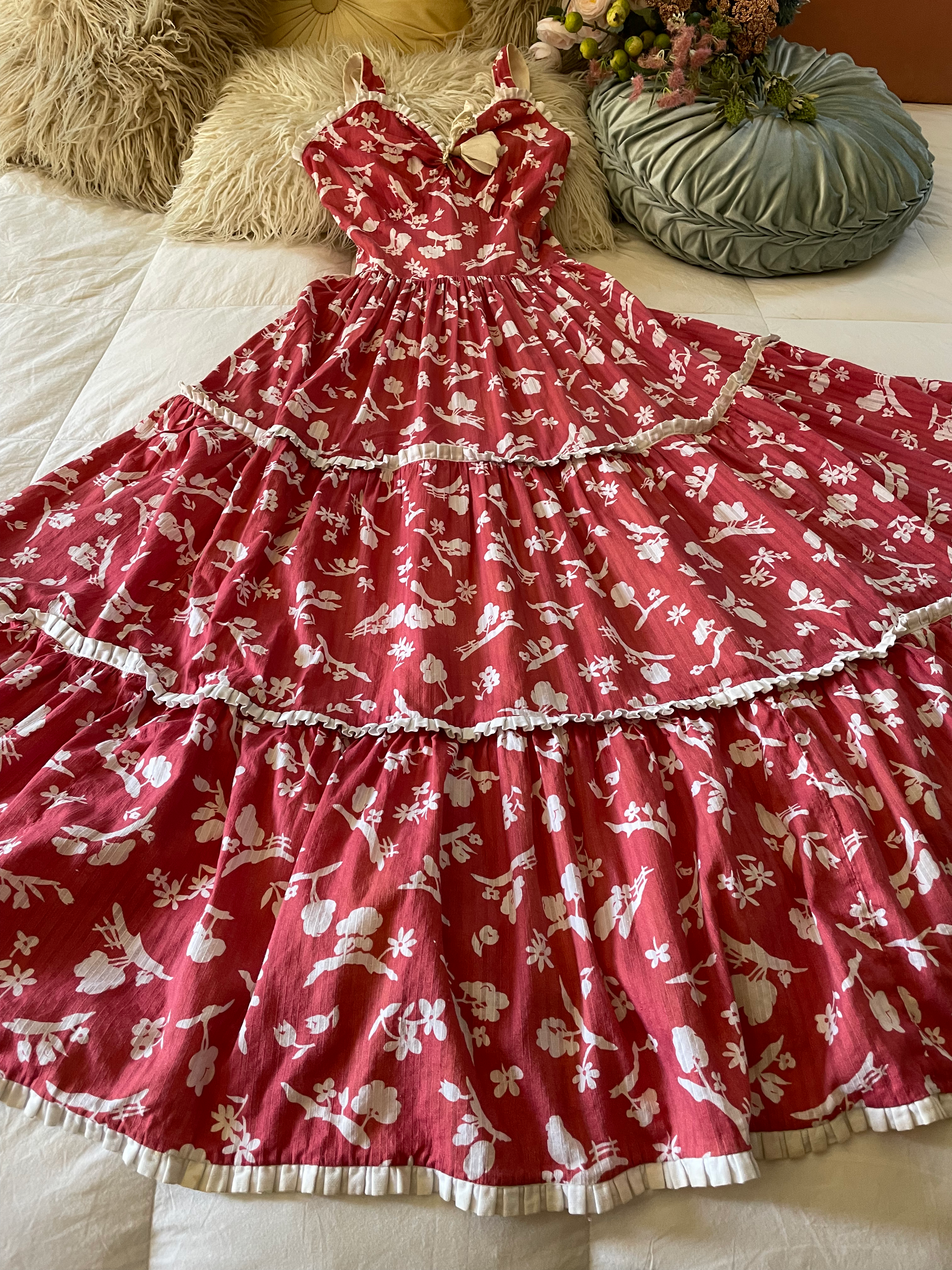 1930’s Coral Pink Cotton Maxi