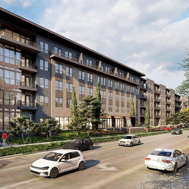 Exterior view of The Flynn at Live Oak multifamily development in Dallas, Texas