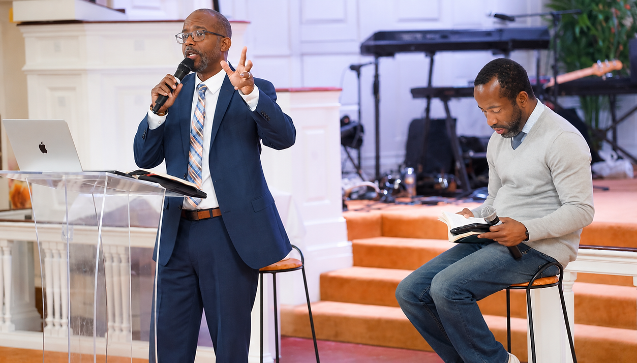 Sermon Teaching on a Bright Church Stage.png