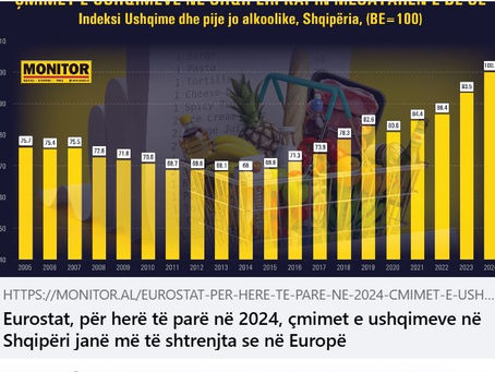 Çmimet e ushqimeve 100% sa në BE, të ardhurat 41% e BE – për herë të parë në 2024, çmimet e ushqimeve në Shqipëri më të shtrenjta se në Europë