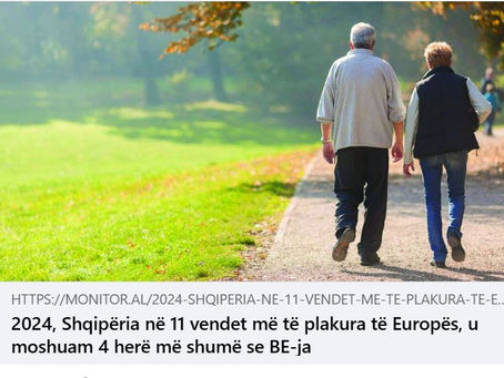 Po ikim për l… në vetëm 14 vjet, Shqipëria nga vendi më popullsinë më të re në Europë (31.9 vjeç në 2010) u rendit në vitin 2024 në mesin e 11 vendeve me popullsinë më të plakur në Europës