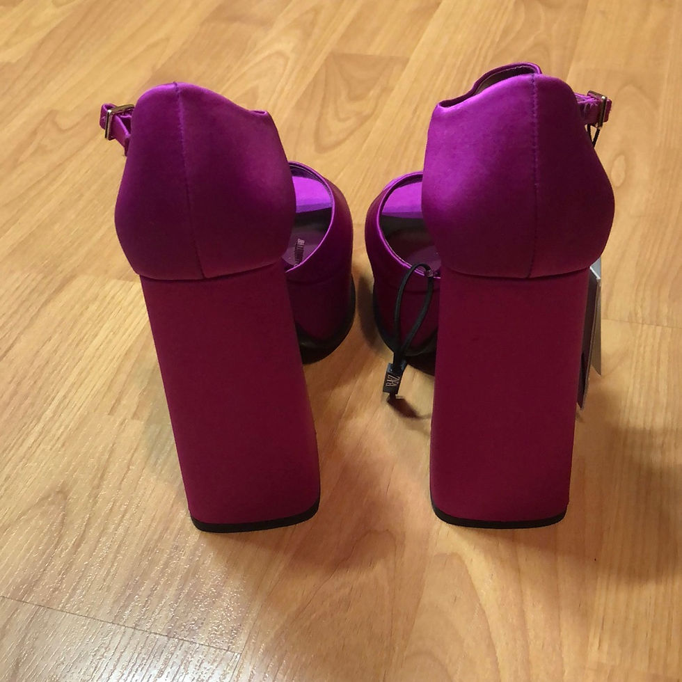 Thumbnail: Satin Chunky high heel platform sandals Fushia
