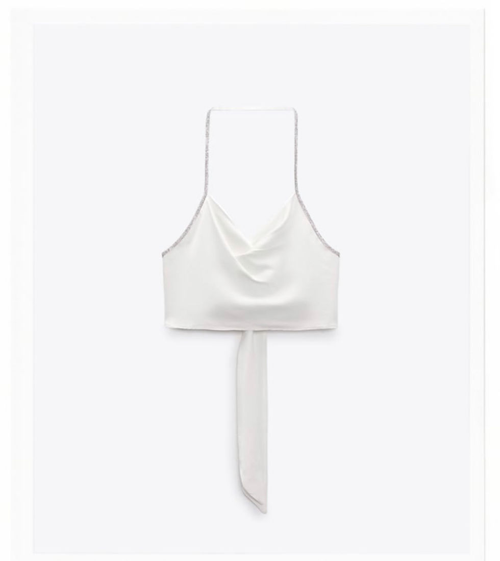 Thumbnail: Rhinestone detailed tie back crop