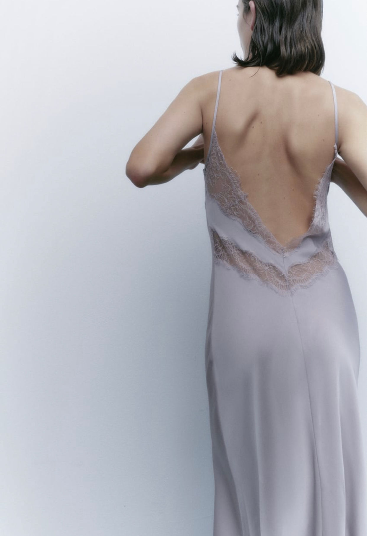Mulberry silk lace open back dress