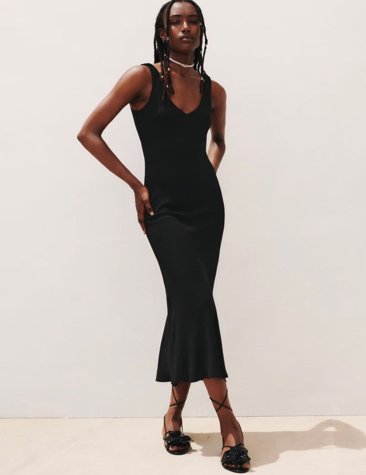 V neck midi dress