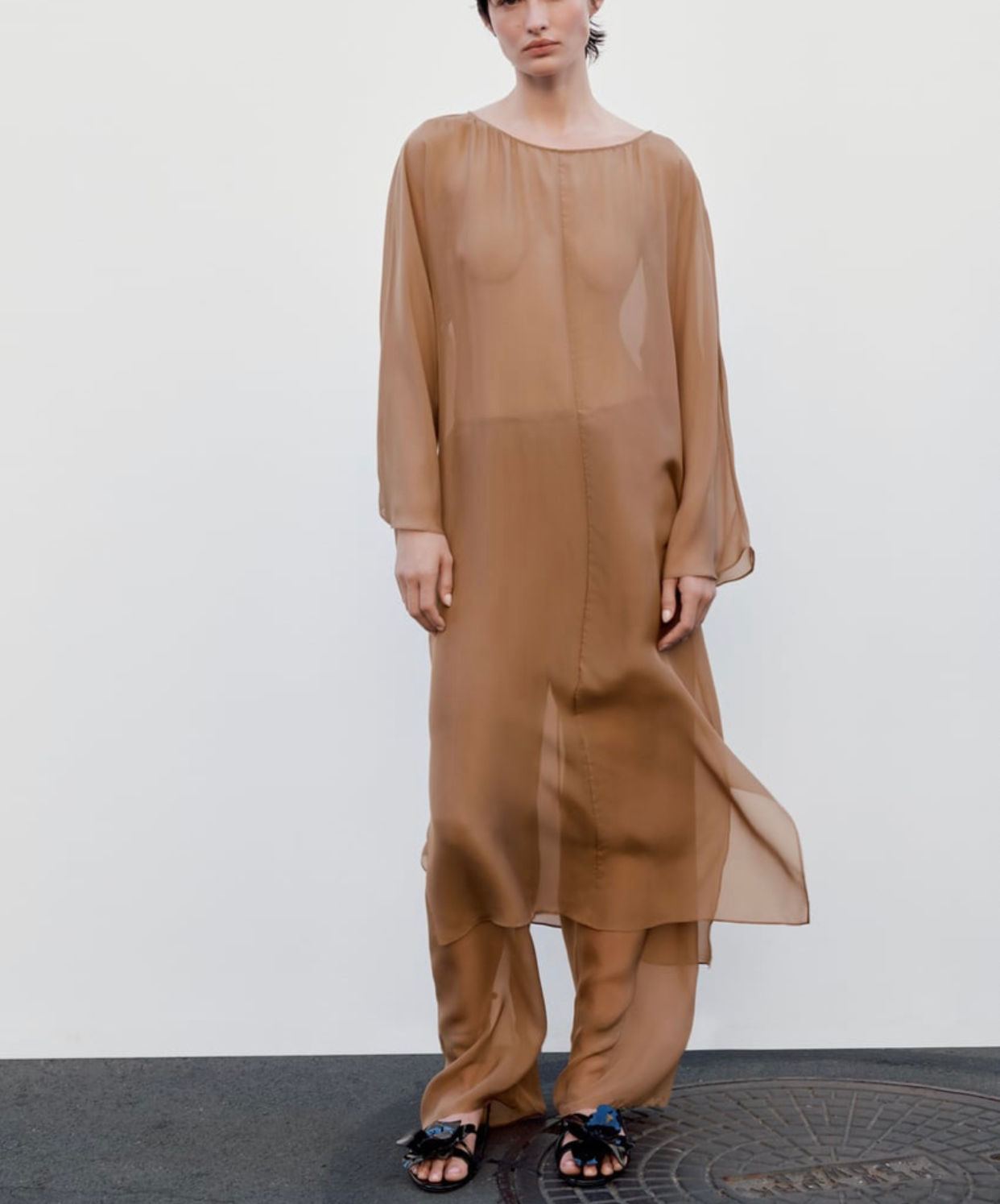 100%Silk sheer tunic dress