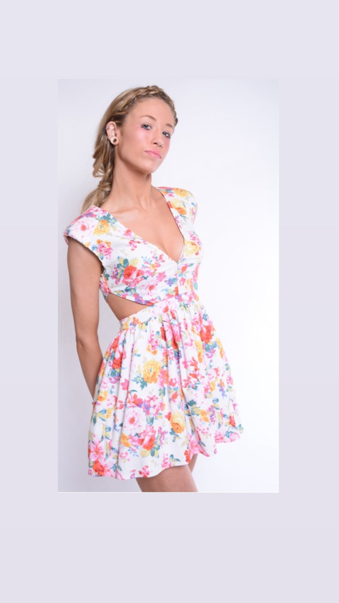 Floral cutout  tea time dress 