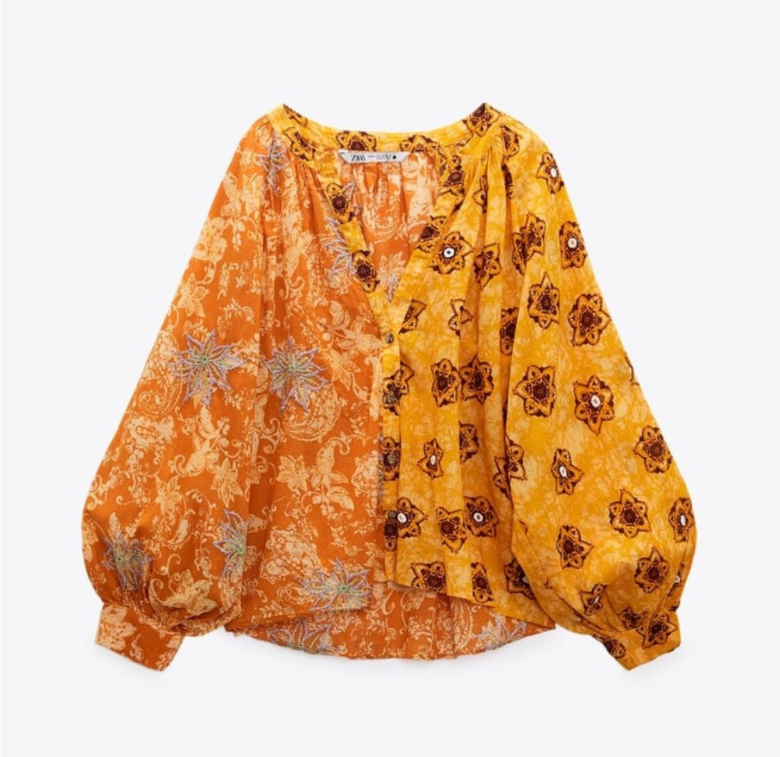 Embroidered printed bohemian blouse 