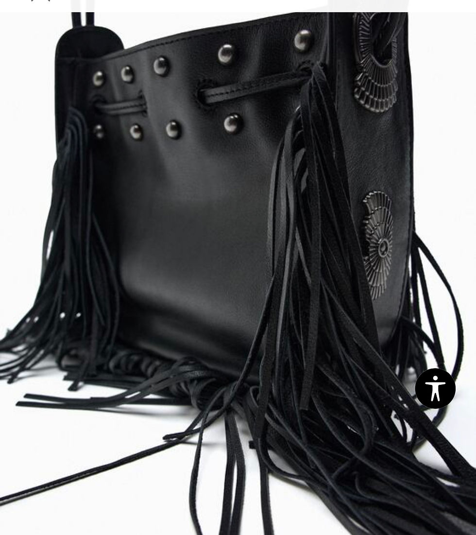 Thumbnail: Fringe leather bucket bag NWT black