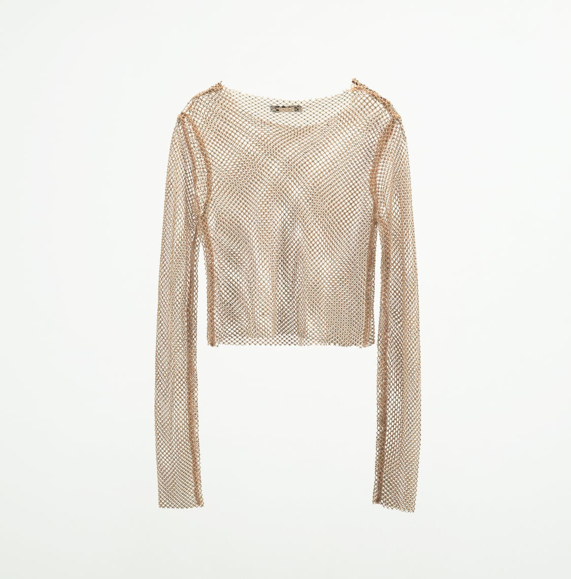 SHIMMER MESH CROP TOP - Golden
