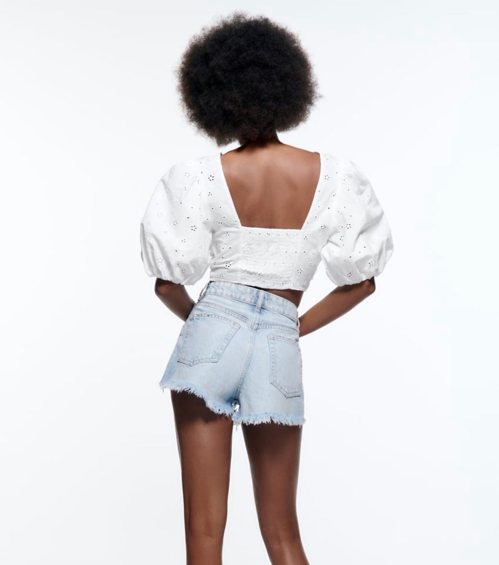 Thumbnail: embroidered eyelet crop top