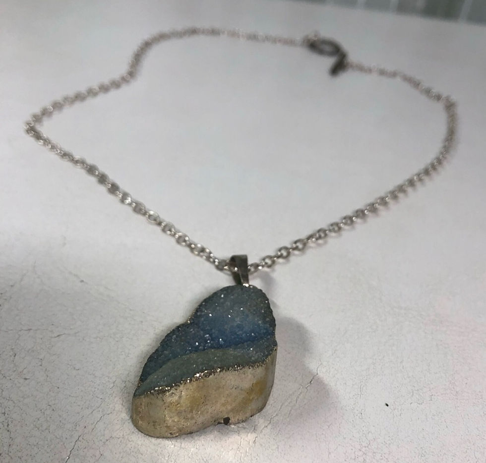 Thumbnail: Druzy Quartz blue chain pendant 