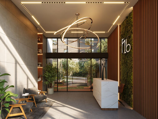 Lobby del proyecto F16 apartamentos