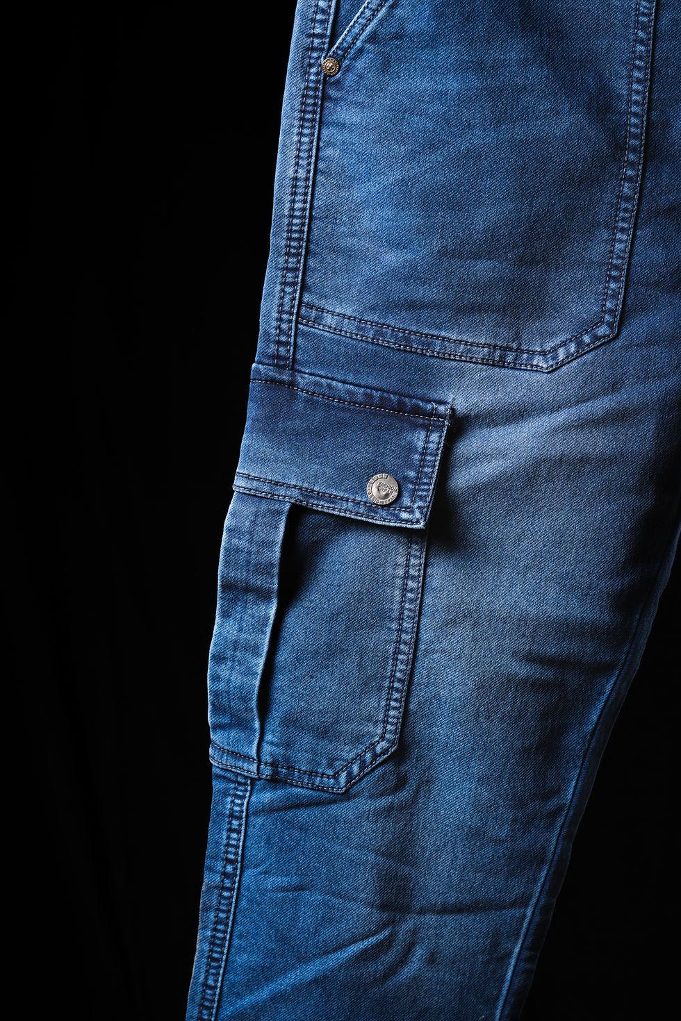 Thumbnail: SEMI BAGGY- DENIM CARGO HEAVY WASH JEANS