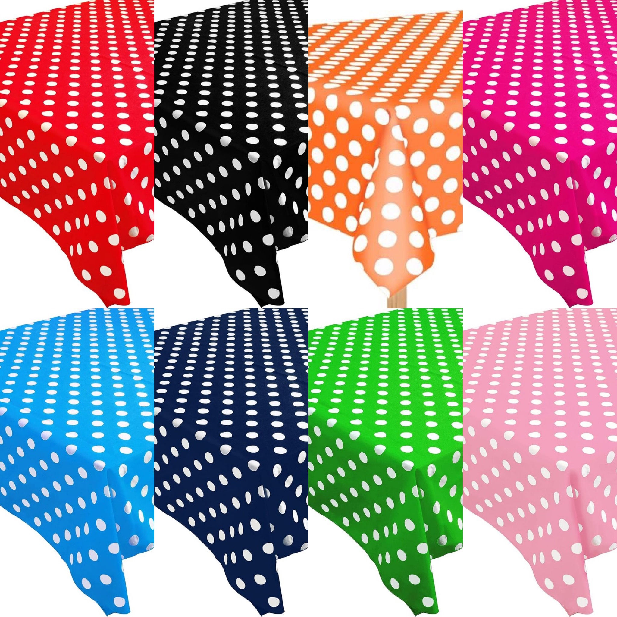 MANTEL PLASTICO LUNARES FONDO DE COLOR REUTILIZABLE POLKA FIESTA CUMPLEAÑOS DECO