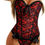 Miniatura: CORSET ROJO ENCAJE NEGRO CON HILO