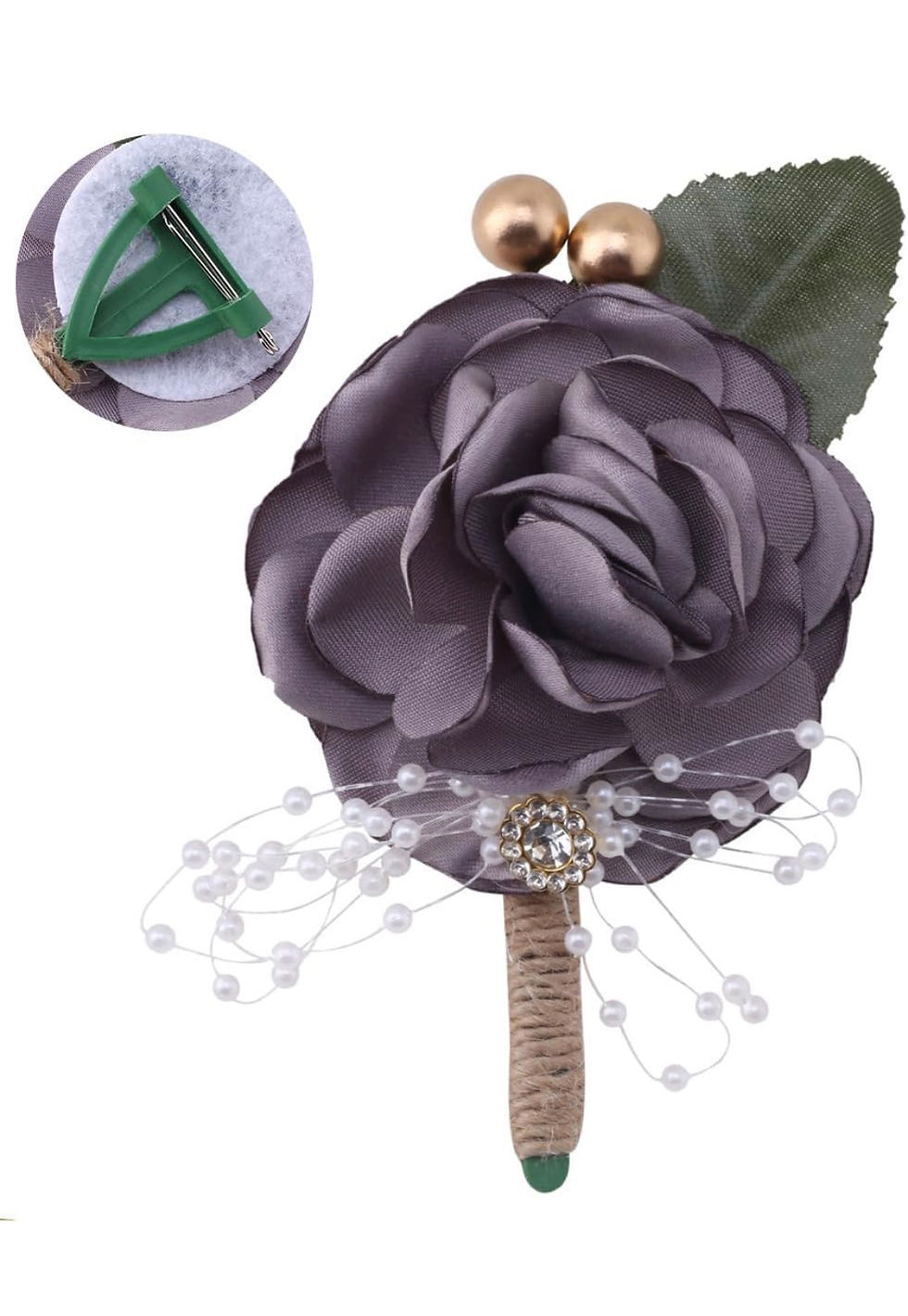 Miniatura: BOUTONNIERE GRIS PLATEADO NOVIO BODA