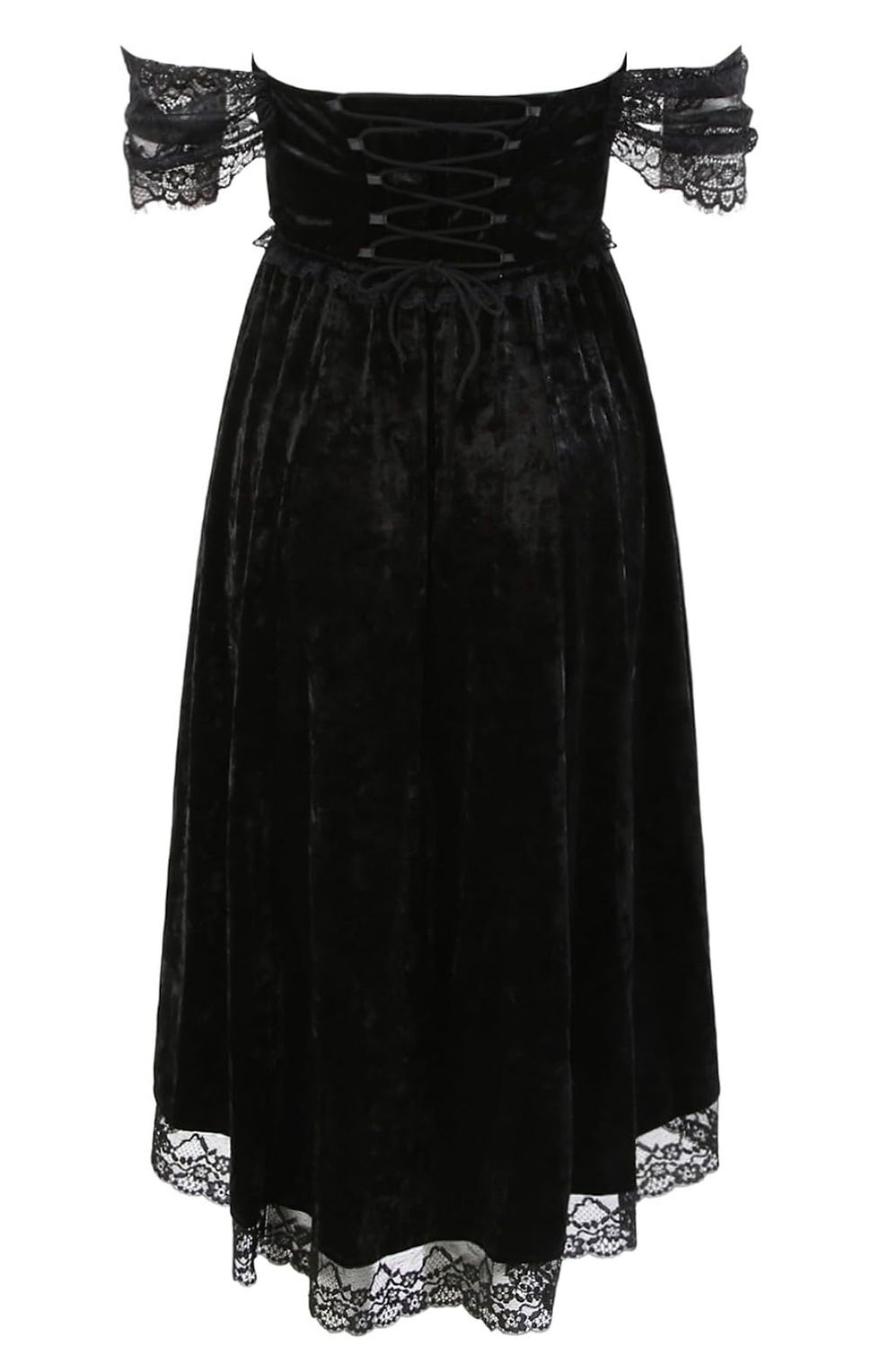Miniatura: VESTIDO GOTICO ASIMETRICO NEGRO TERCIOPELO