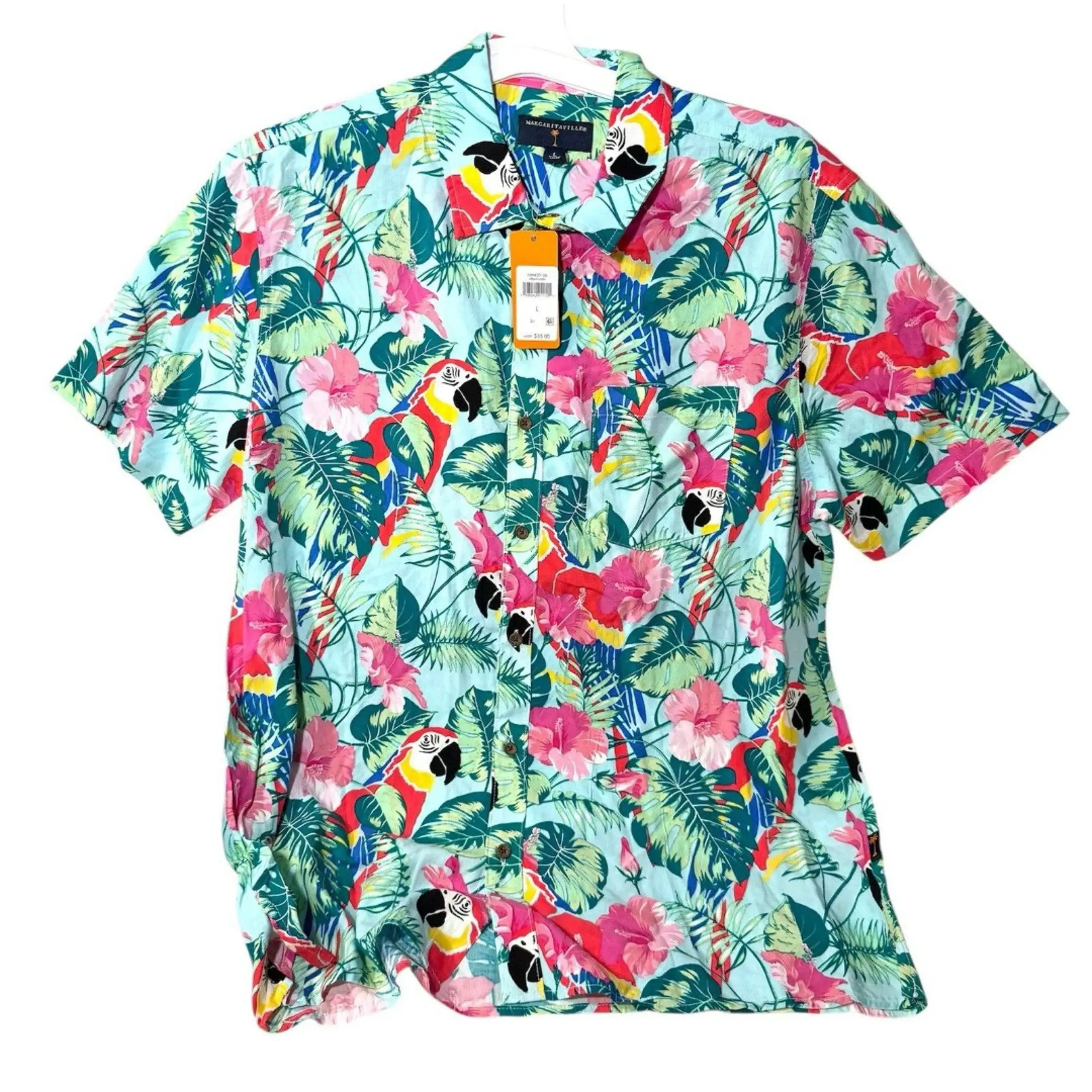 CAMISA HAWAIANA AMAPOLAS LOROS PLAYERA