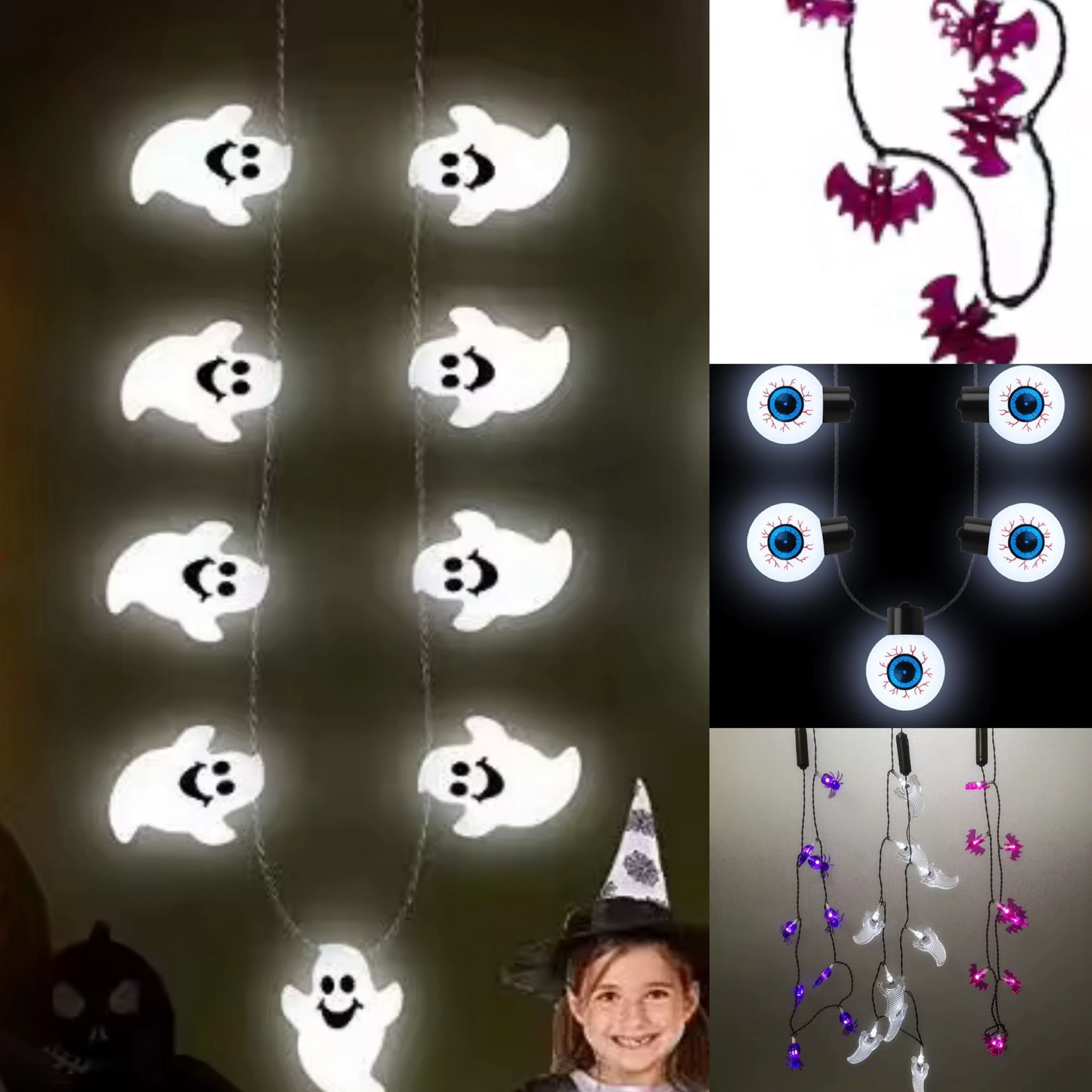 COLLAR HALLOWEEN CON LUZ FANTASMA MURCIELAGO OJOS 