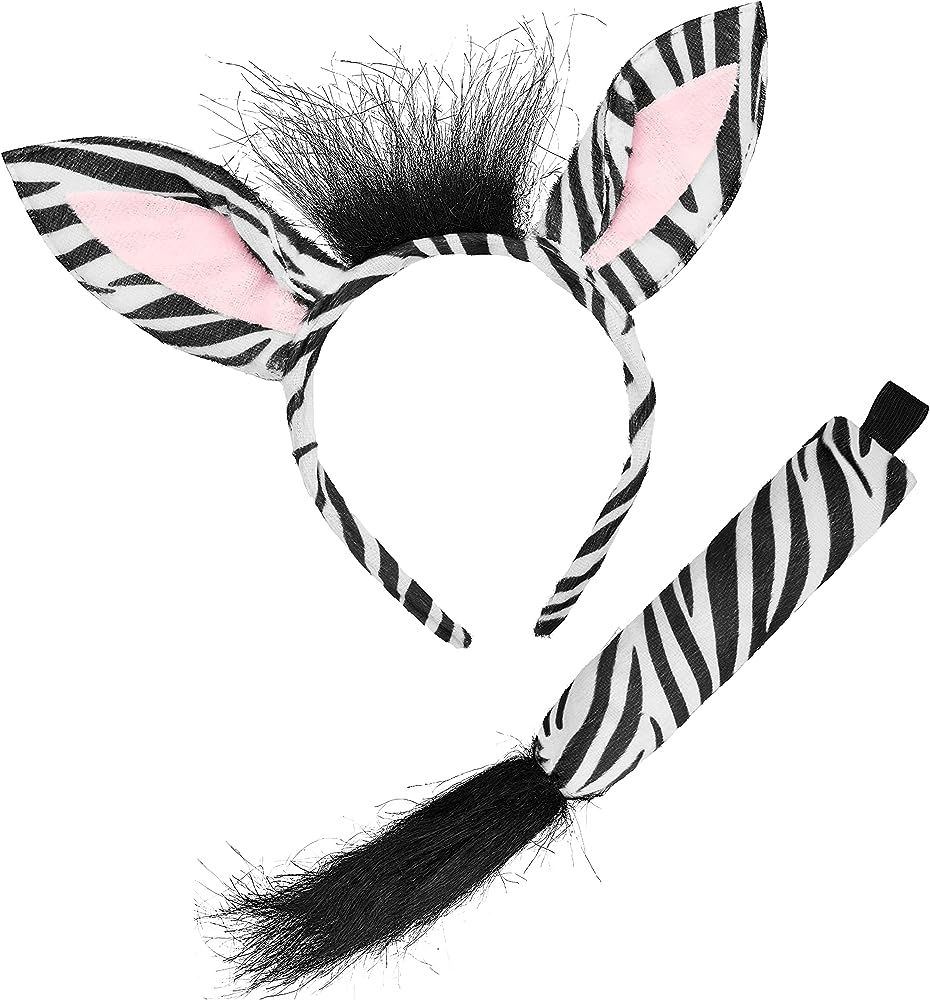 SET OREJAS  ZEBRA ANIMAL PRINT