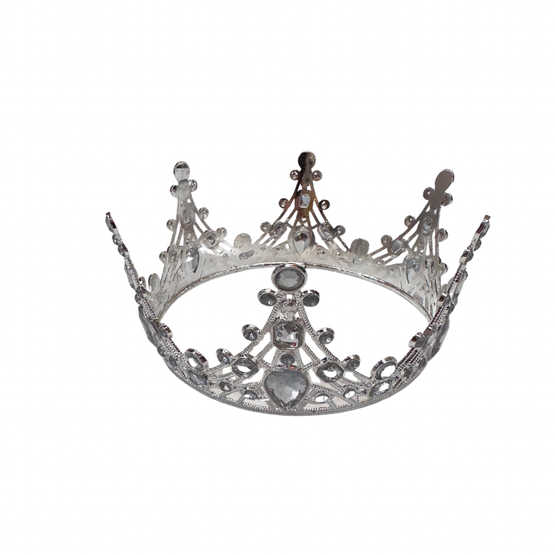 CORONA PLATEADA SILVER BODA REY REINA DECORACION