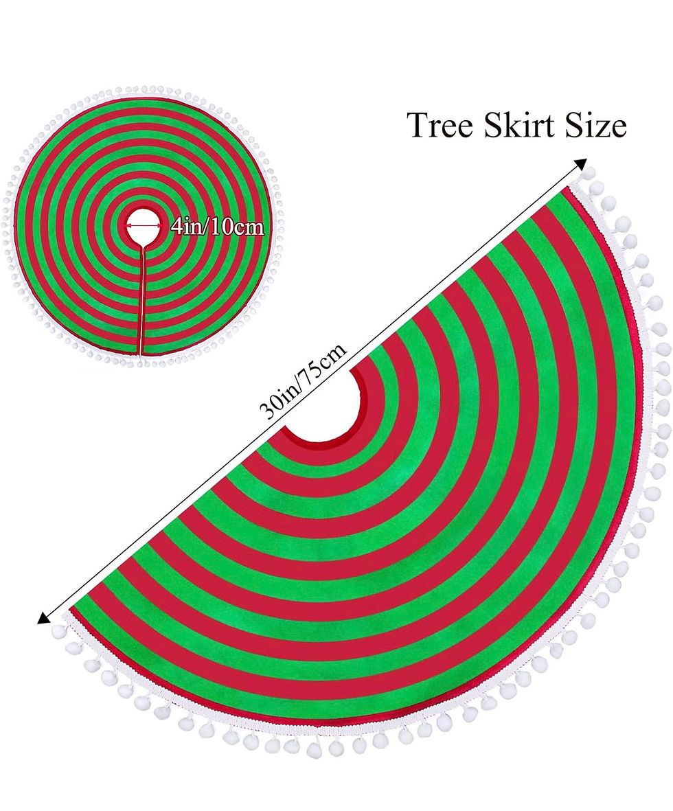Miniatura: PIE DE ARBOL VERDE ROJO NAVIDAD CON POMPONES