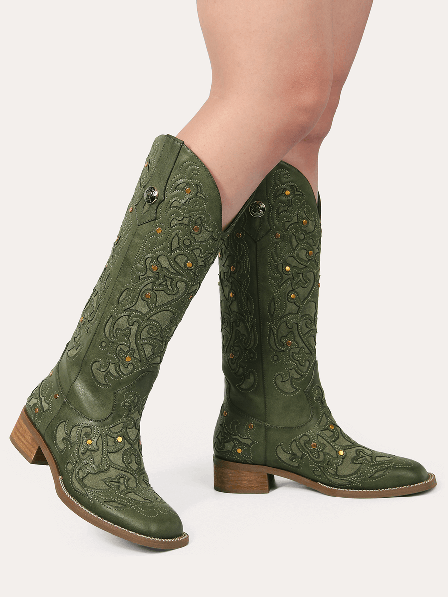 Miniatura: BOTAS VAQUERAS ROSE GENTLE VERDE MUSGO TEXANAS CONCIERTO BANDA