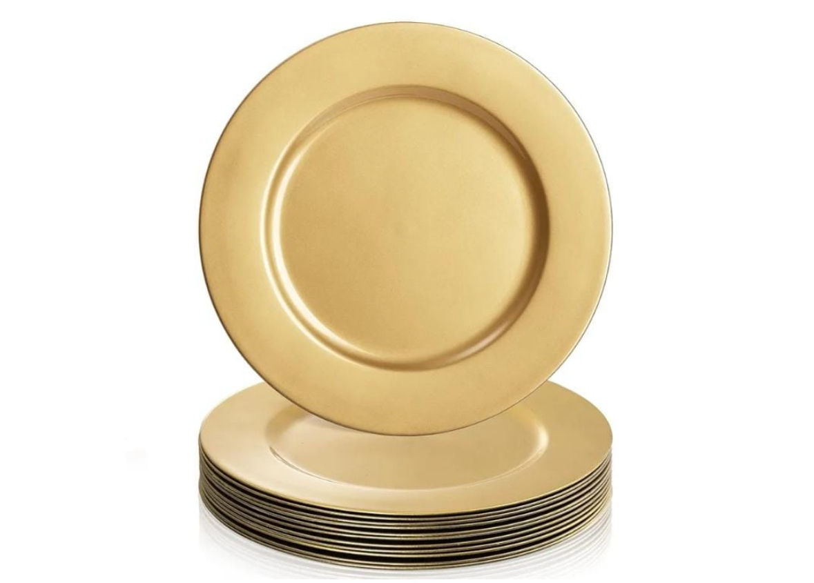 PLATO BASE DORADO LISO MENAJE PARA EVENTOS 