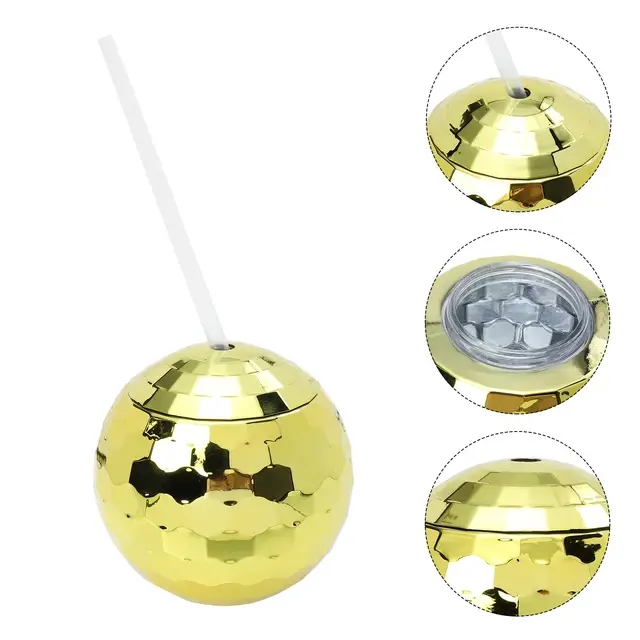 Miniatura: VASO BOLA DISCO CON PAJILLA