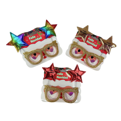 LENTES FELIZ NAVIDAD ESTRELLA ANTEOJOS | fiestaycarnaval.com