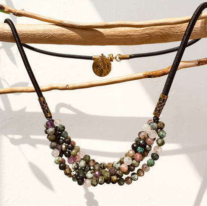 Collier Harmonie - Nuances Vert/Gris/Rose • 95€