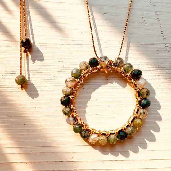 Collier Tissé - Obsidienne • 78€