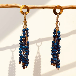 Boucles d'oreilles Longues Gourmandes - Turquoise • 85 €