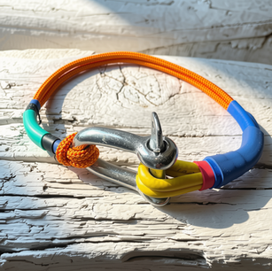 Bracelet soie.
Manille en acier Inoxydable réalisée à l'atelier Paarot