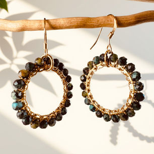 Boucles d'oreilles Full Tissage Créole - Jaspe Africaine • 55 €