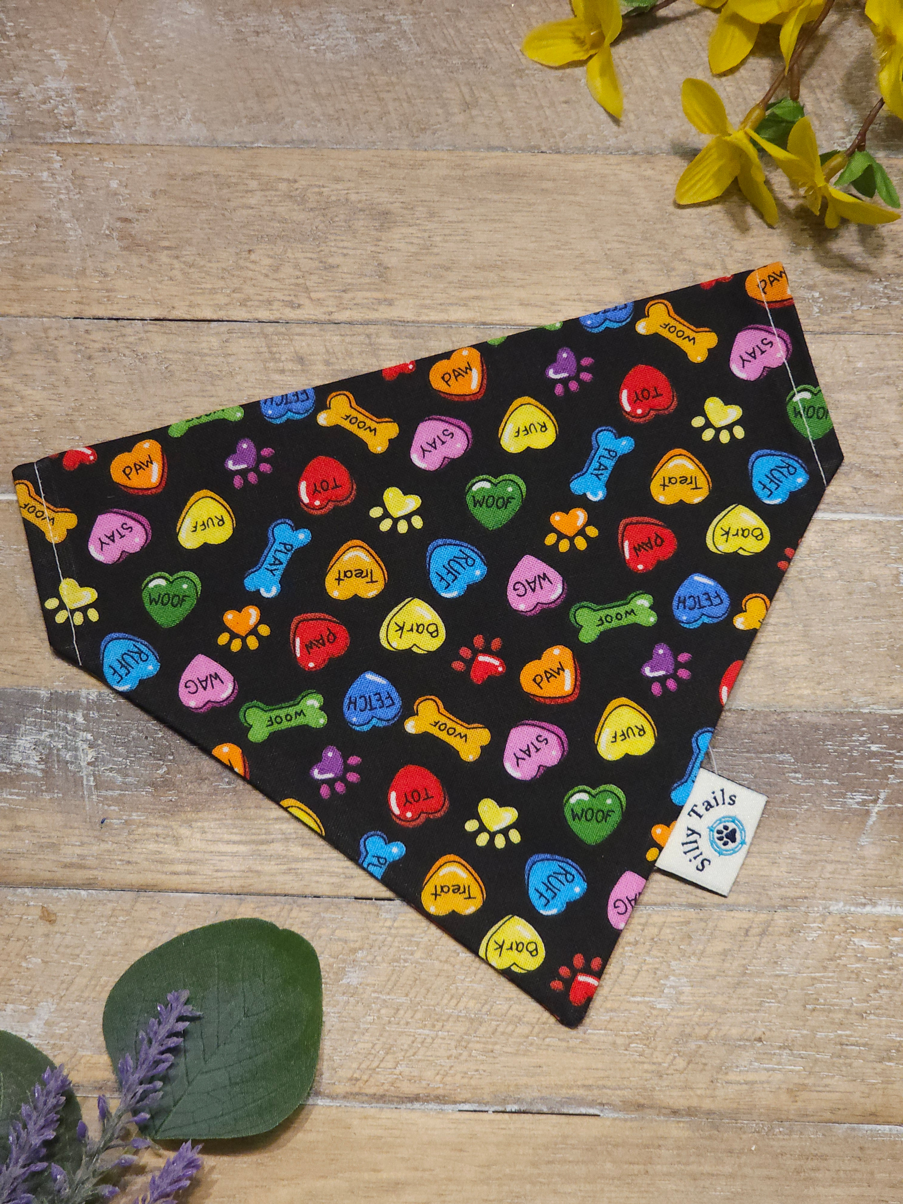 Conversation Hearts and Bones Bandana