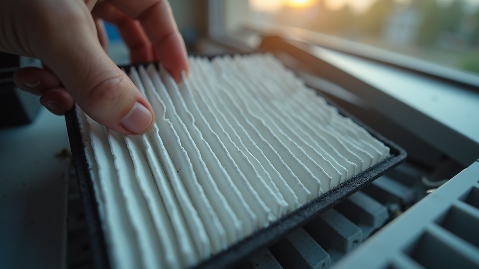 Close-up view of HVAC air filter being replaced