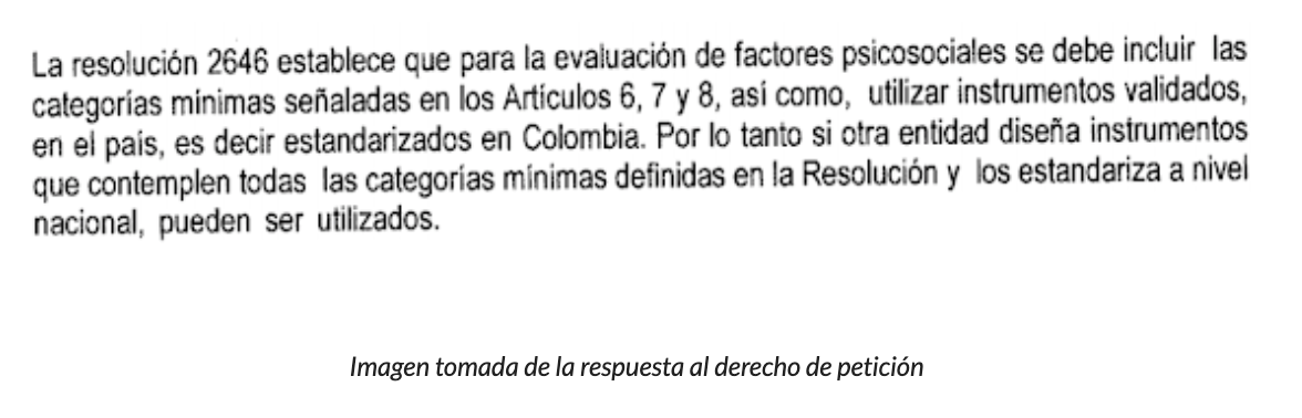 ¿Es posible usar una bateria para evaluar riesgo psicosocial diferente a la del Ministerio?