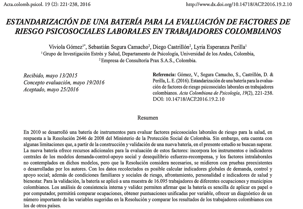 Batería para evaluar riesgo psicosocial (BRP)