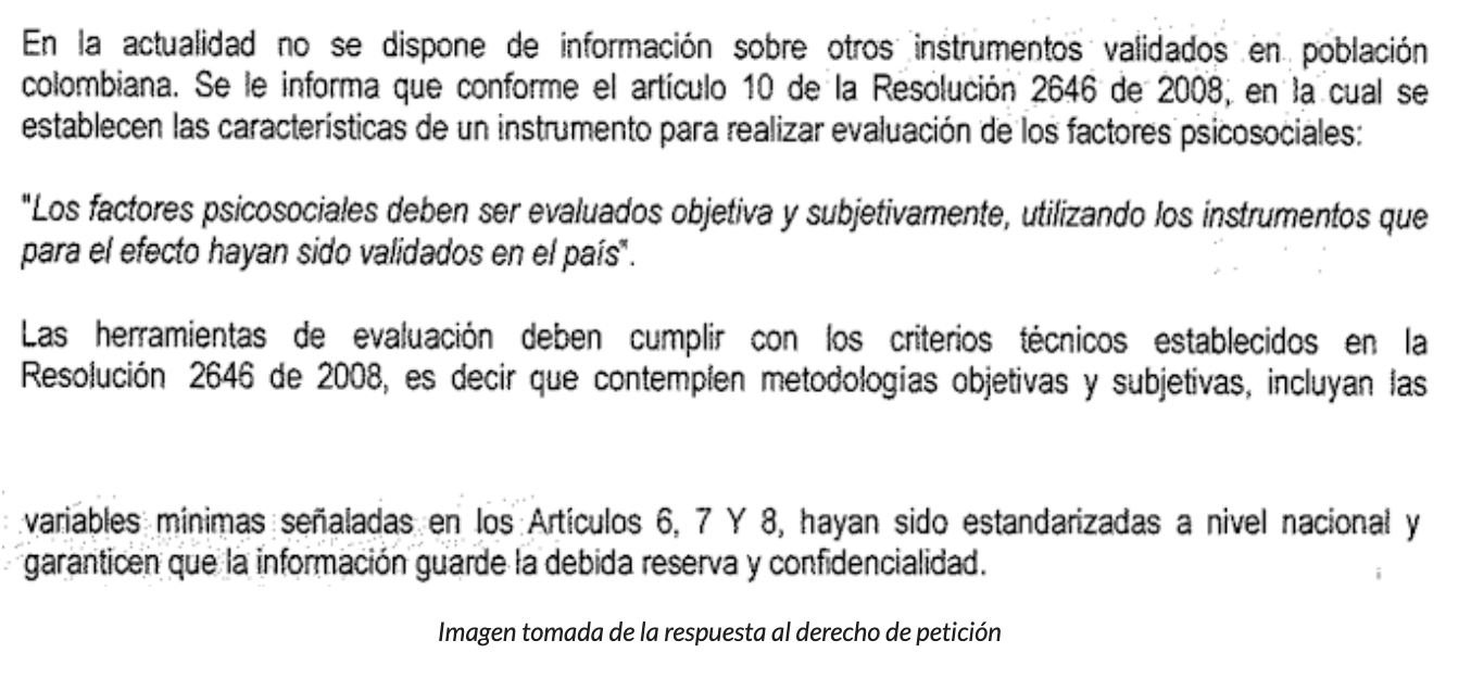 ¿Es posible usar una bateria para evaluar riesgo psicosocial diferente a la del Ministerio?