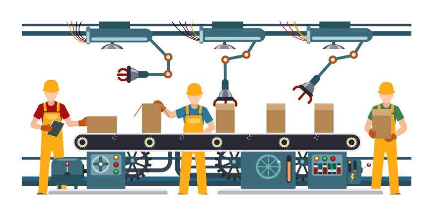 Personas trabajando en fabrica